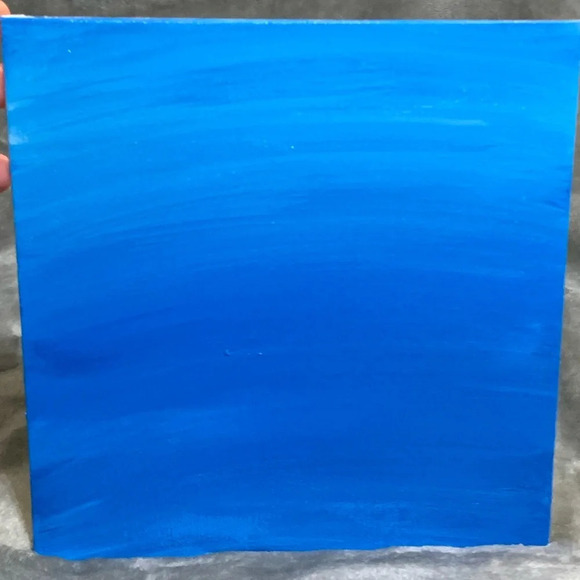 “Blues I” 8” x 8” canvas board with various shades of blue ombré - Picture 3 of 7